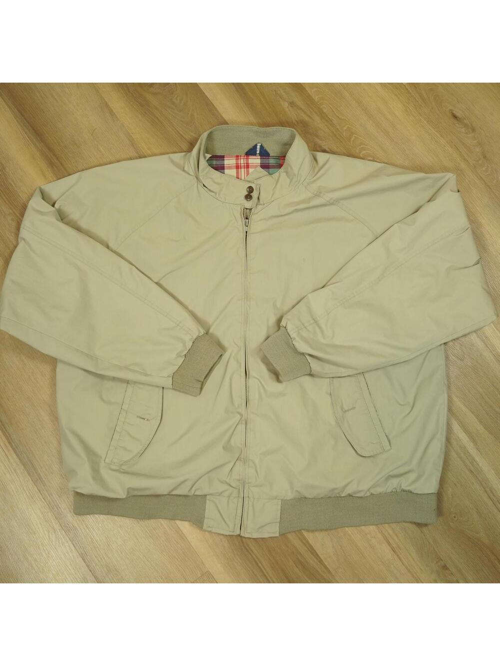Vintage Par Four Golf Jacket Beige Lightweight Casual Bomber - Plaid Lining 3XLT